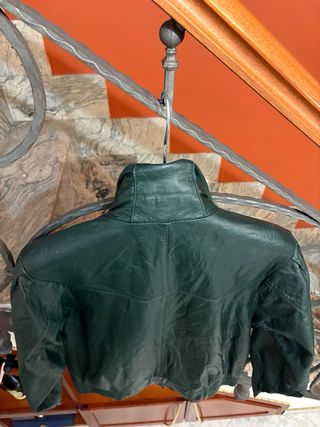 Giubbino Biker Vera Pelle Vintage Verde