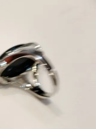 Anillo Onix Negro Ajustable Plata