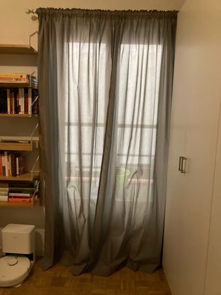 Cortinas grises dobles con barra Ikea (2 unidades)