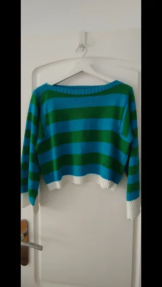 Jersey rayas azul y verde mujer
