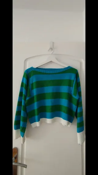 Jersey rayas azul y verde mujer