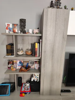 Mueble salón blanco y gris