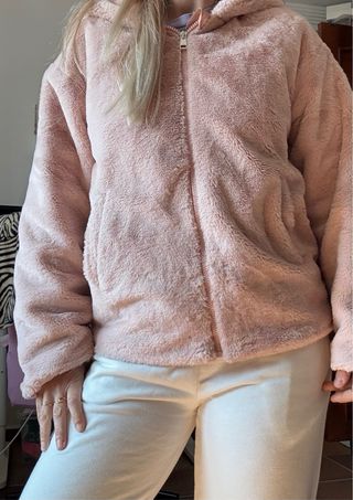 Chaquetón pelo rosa capucha Primark Talla S