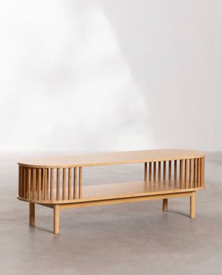 Mesa de centro de bambú y madera