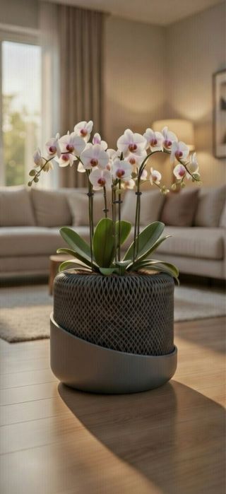 Maceta moderna gris y blanca