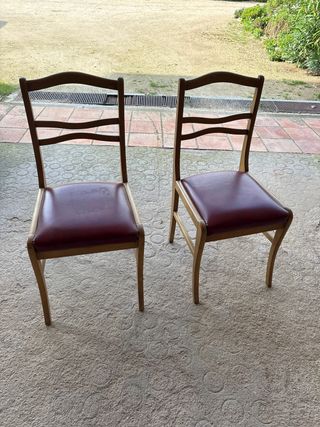 2 Sedie Vintage in Legno e Pelle