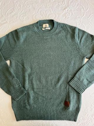 Jersey OOTO Cortefiel verde petróleo, cuello...