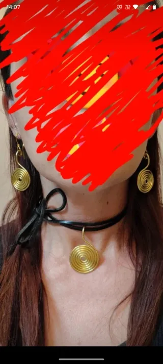 Parure collana+orecchini filo alluminio fatto mano