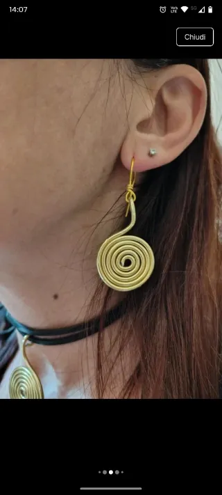Parure collana+orecchini filo alluminio fatto mano