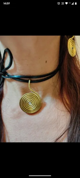 Parure collana+orecchini filo alluminio fatto mano