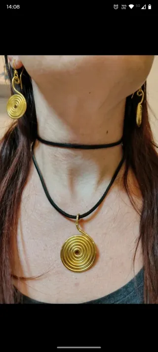 Parure collana+orecchini filo alluminio fatto mano