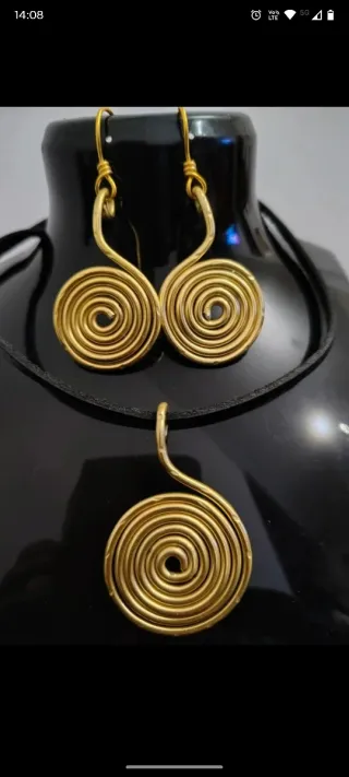 Parure collana+orecchini filo alluminio fatto mano