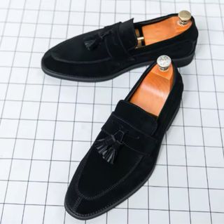 Mocasines de ante azul para hombre - Sastrería