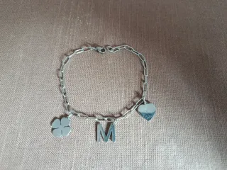 Lote de 4 pulseras plata multicolor con dijes