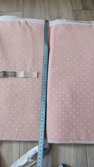 Protector Cuna Acolchado Rosa Lunares 190x40