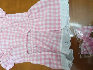 Vestito cane a quadri rosa e bianco