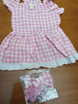 Vestito cane a quadri rosa e bianco