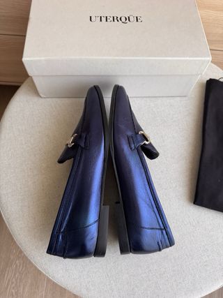 Mocasines Uterqüe Piel Azul Eléctrico