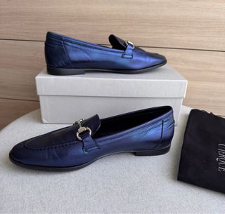 Mocasines Uterqüe Piel Azul Eléctrico