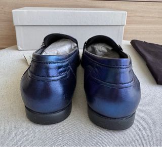 Mocasines Uterqüe Piel Azul Eléctrico