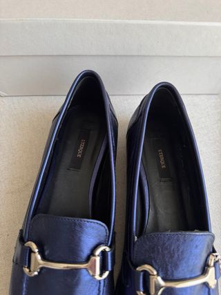 Mocasines Uterqüe Piel Azul Eléctrico