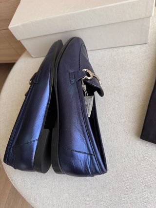 Mocasines Uterqüe Piel Azul Eléctrico