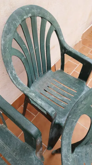 Lote 3 Sillas Jardín Plástico Verdes
