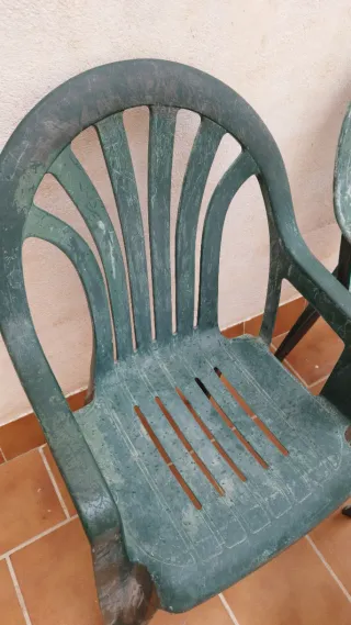 Lote 3 Sillas Jardín Plástico Verdes