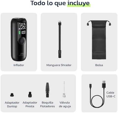 Inflador Eléctrico Portátil para Auto y Bici