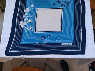 Foulard Christian Dior Seta Blu/Bianco