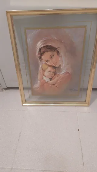 Cuadro Virgen y Niño Marco Dorado