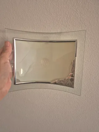 Cornice Portafoto Vetro Curvo Argento Laminato
