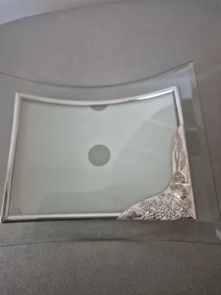 Cornice Portafoto Vetro Curvo Argento Laminato