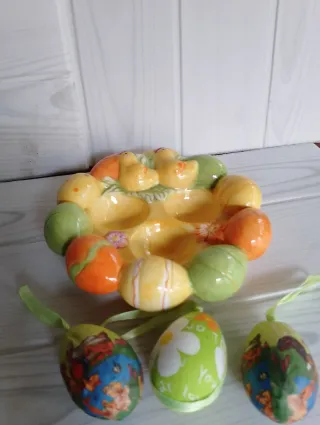 Piattino ceramica pasquale con pulcini