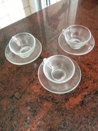 3 Juegos Taza y Platillo Cristal