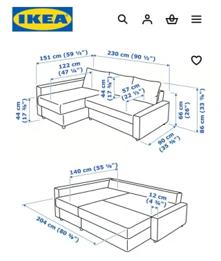 Sofá Cama Modular Gris Ikea Friheten.