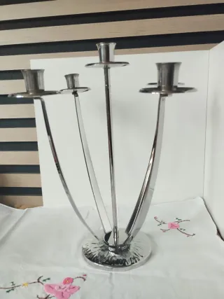 Candelabro 5 Brazos Cromo Mid Century abanico