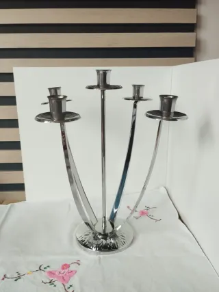 Candelabro 5 Brazos Cromo Mid Century abanico