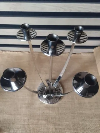Candelabro 5 Brazos Cromo Mid Century abanico