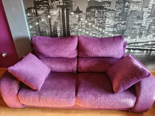 Sofá de 3 y 2 plazas morado