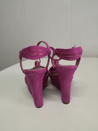Sandalias Fucsia Doradas Plataforma