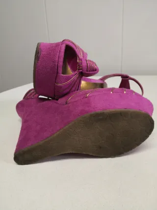 Sandalias Fucsia Doradas Plataforma