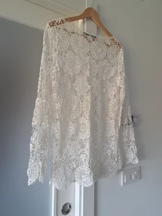 Jersey Zara calado blanco talla L