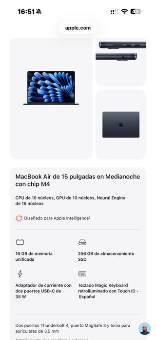 MacBook Air 15 M4 Medianoche