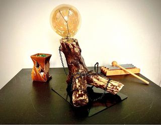 Lampada artigianale legno mare metallo