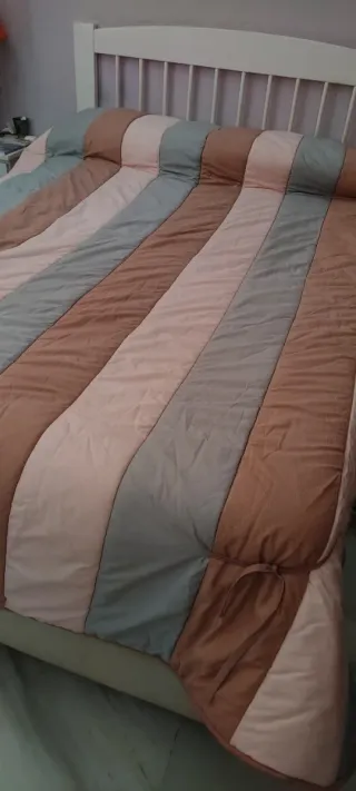 Edredón Matrimonio Gris y Rosa