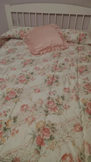 Edredón Matrimonio Gris y Rosa