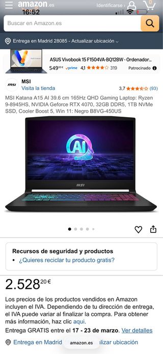 MSI Katana A15 AI Laptop