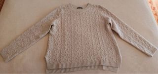 Jersey Zara punto trenzado beige Talla M
