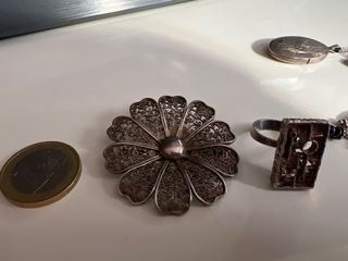 Lote bisutería plata y ámbar